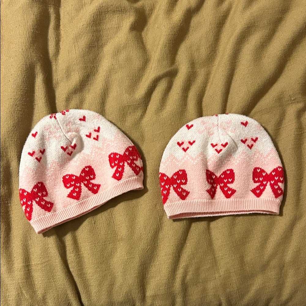 Pink and Red Bow Patterned Kids Beanie